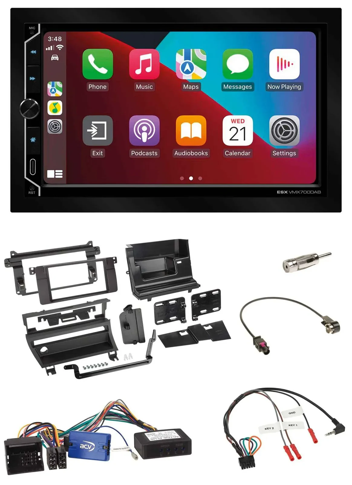 ESX 2DIN DAB USB Lenkrad Bluetooth Autoradio für BMW 3er E46 02-06 1 Schalteröff