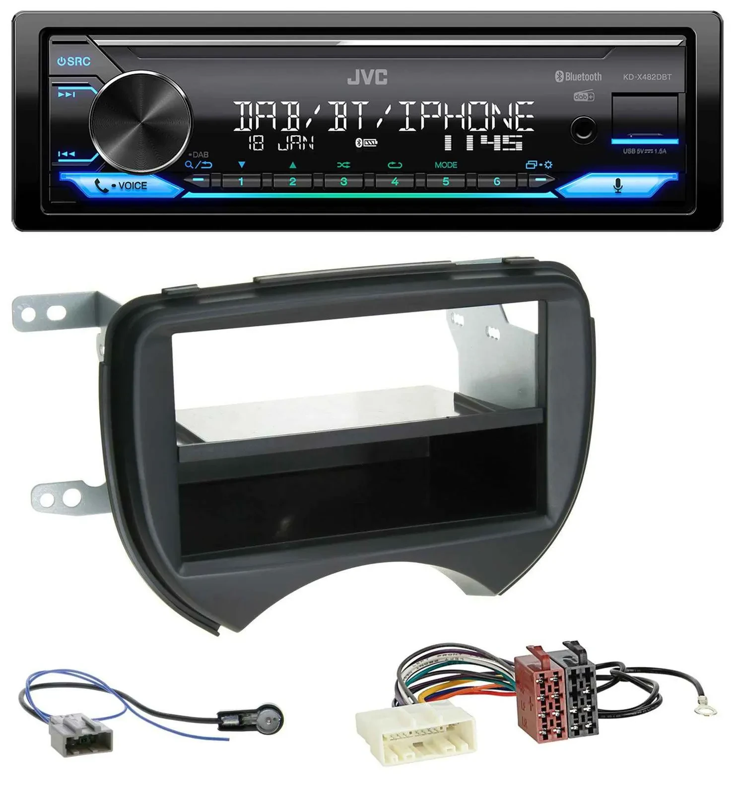 JVC Bluetooth DAB USB MP3 Autoradio für Nissan Micra K13 10-13 schwarz