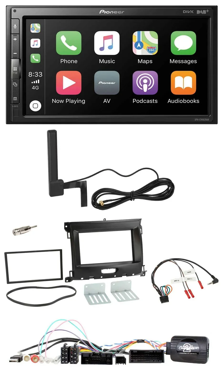 Pioneer USB 2DIN Bluetooth DAB Lenkrad Autoradio für Ford Ranger XL ab 02/2016