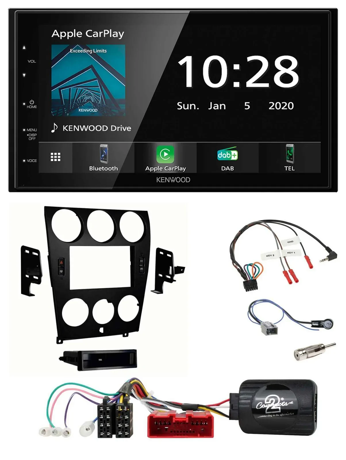 Kenwood Bluetooth Lenkrad DAB USB 2DIN Autoradio für Mazda 6 2006-2008