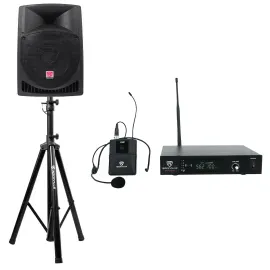 Rockville RPG12 12" Powered 800 Watt 2-Way PA Speaker System+Headset Microphone