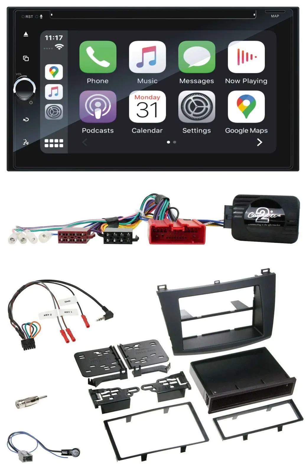 Автомагнитола для Mazda 3 (2009–2013) Blaupunkt 2DIN Bluetooth DAB USB DVD, CAN-Bus, управление с руля