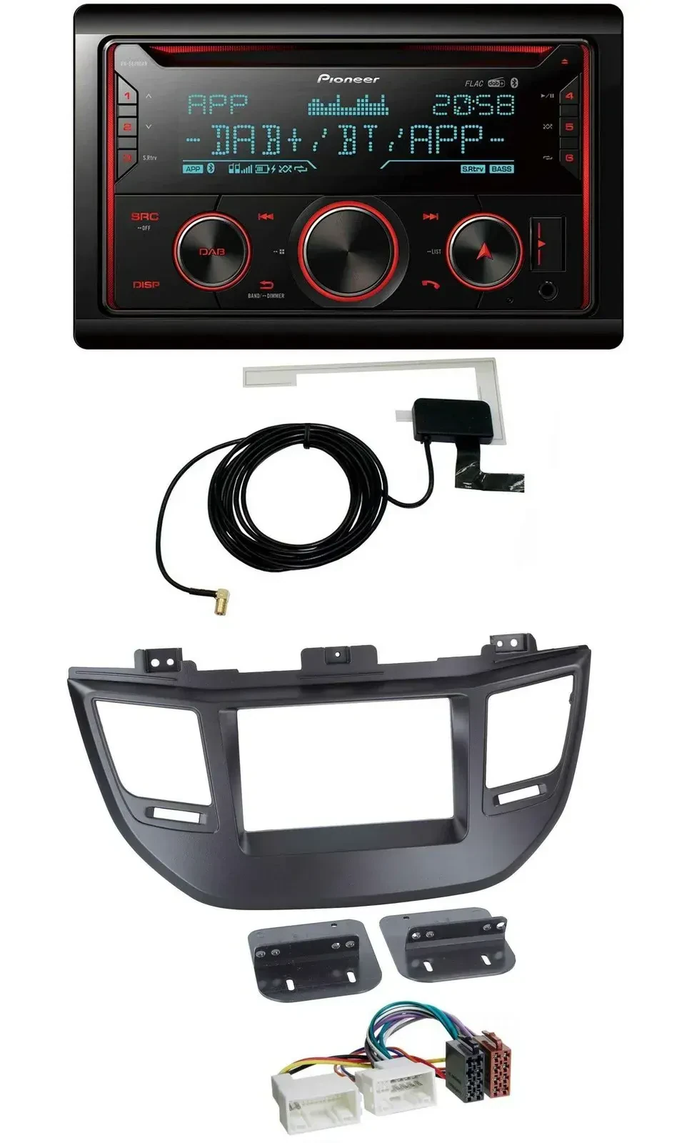 Автомагнитола для Hyundai Tucson (с 2015) Pioneer 2-DIN MP3 DAB USB CD Bluetooth, черная