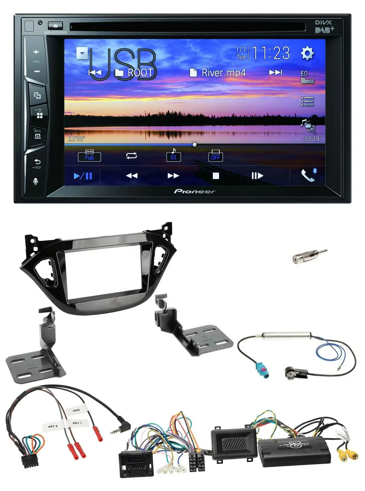 Pioneer Bluetooth 2DIN USB DVD DAB Lenkrad Autoradio für Opel Adam Corsa E 2017-