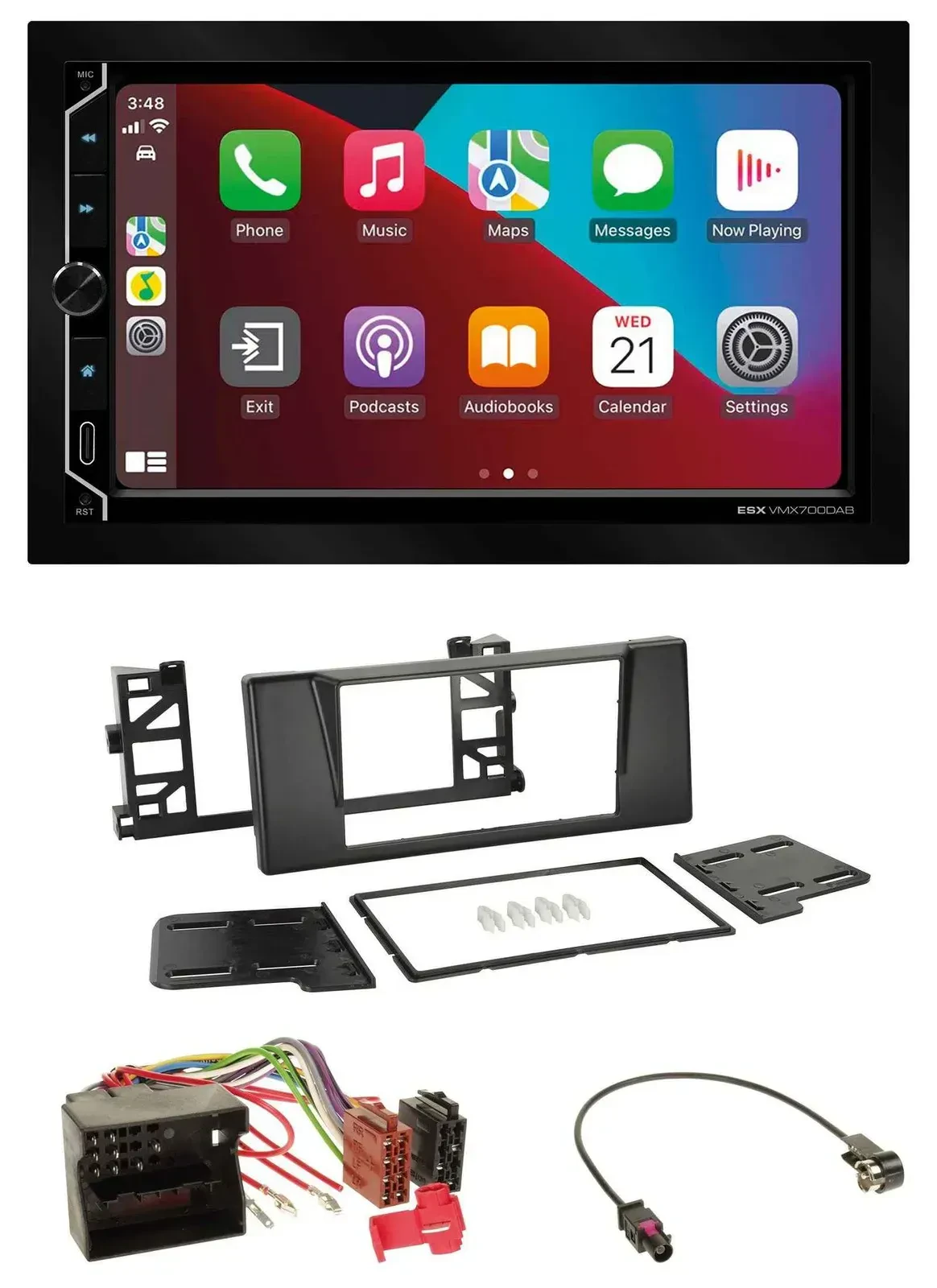 Автомагнитола ESX 2DIN, DAB, USB, MP3, Bluetooth для BMW 5 серии (E39) и X5, Quadlock