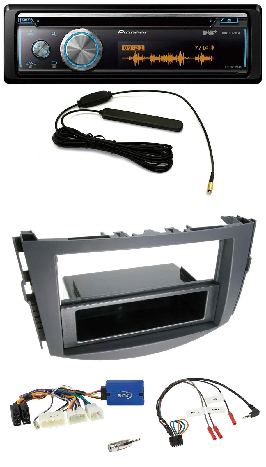 Автомагнитола для Toyota RAV4 2011–2013 Pioneer CD USB Bluetooth DAB (совместима с кнопками на руле)