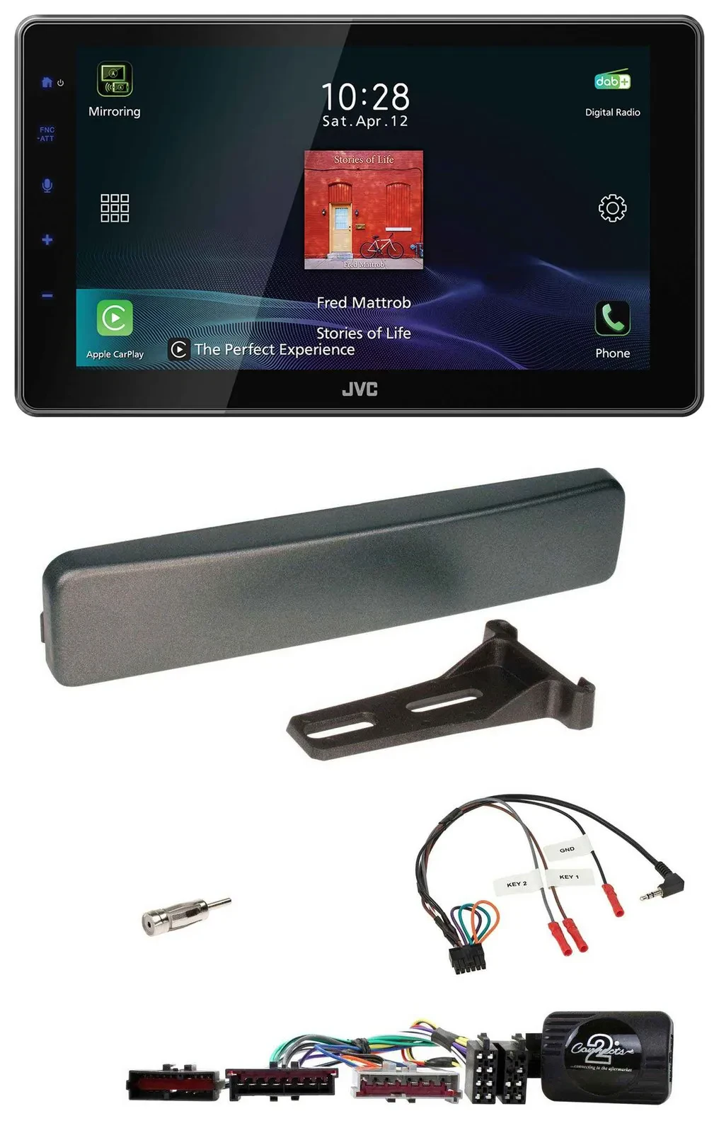 JVC DAB Lenkrad Bluetooth USB Autoradio für Ford Mondeo Focus anthrazit