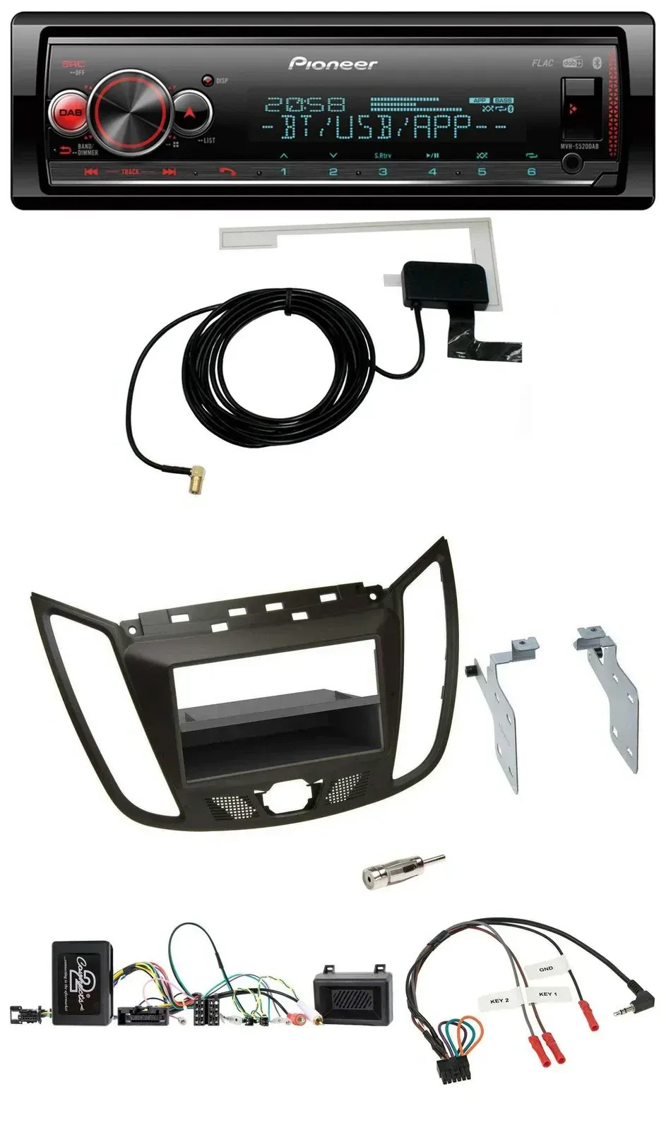 Автомагнитола для Ford C-Max/Kuga Pioneer Bluetooth, DAB, USB, коричневый