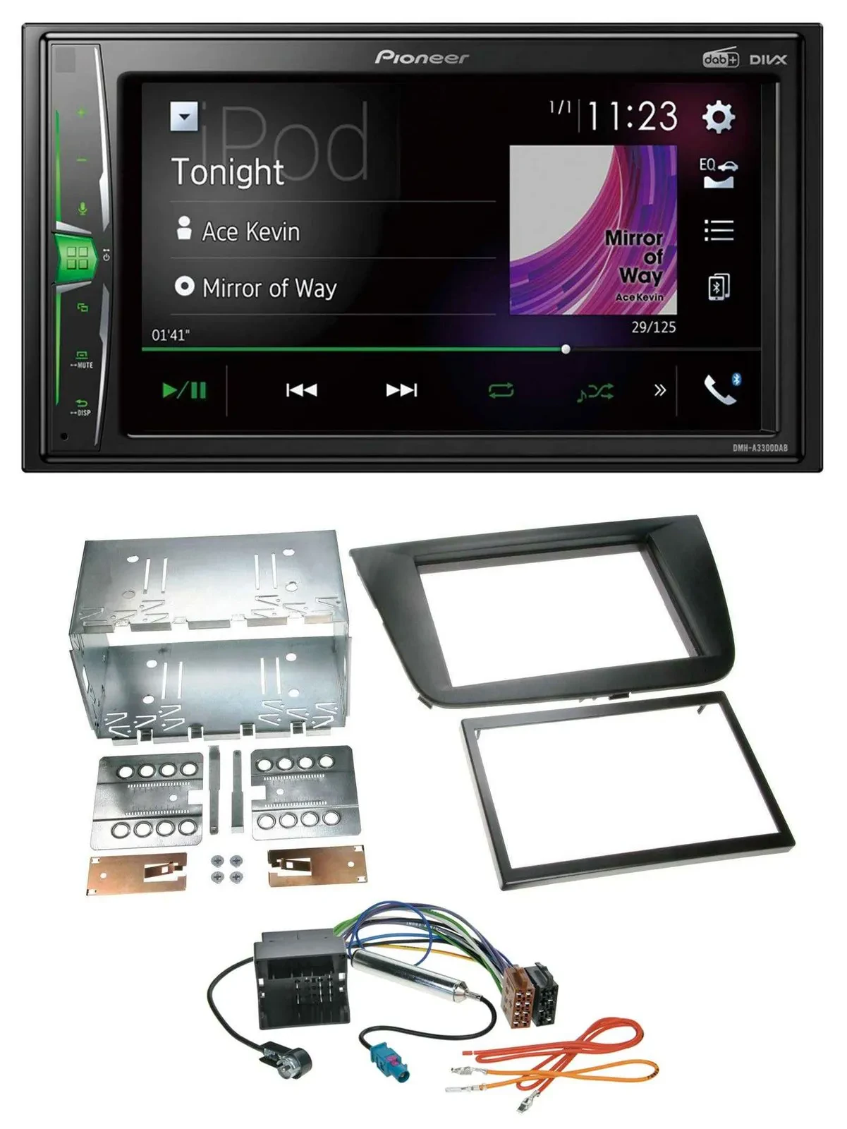 Pioneer 2DIN MP3 DAB USB Bluetooth Autoradio für Seat Leon 05-09 schwarz