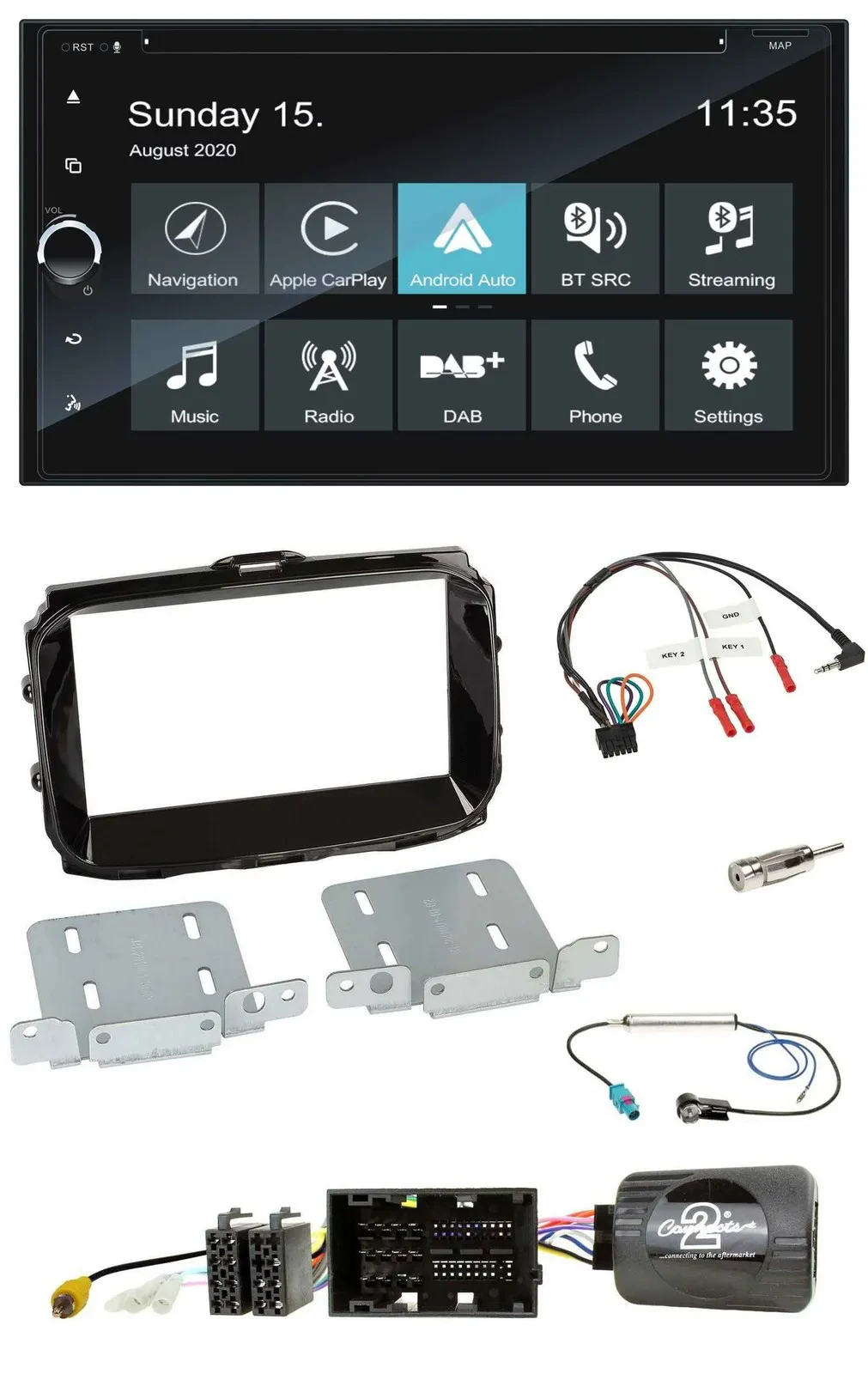 Автомагнитола для Alfa Romeo Giulietta (с 2014) Blaupunkt 2DIN, навигация, TMC, Bluetooth, USB, DAB, поддержка кнопок на руле