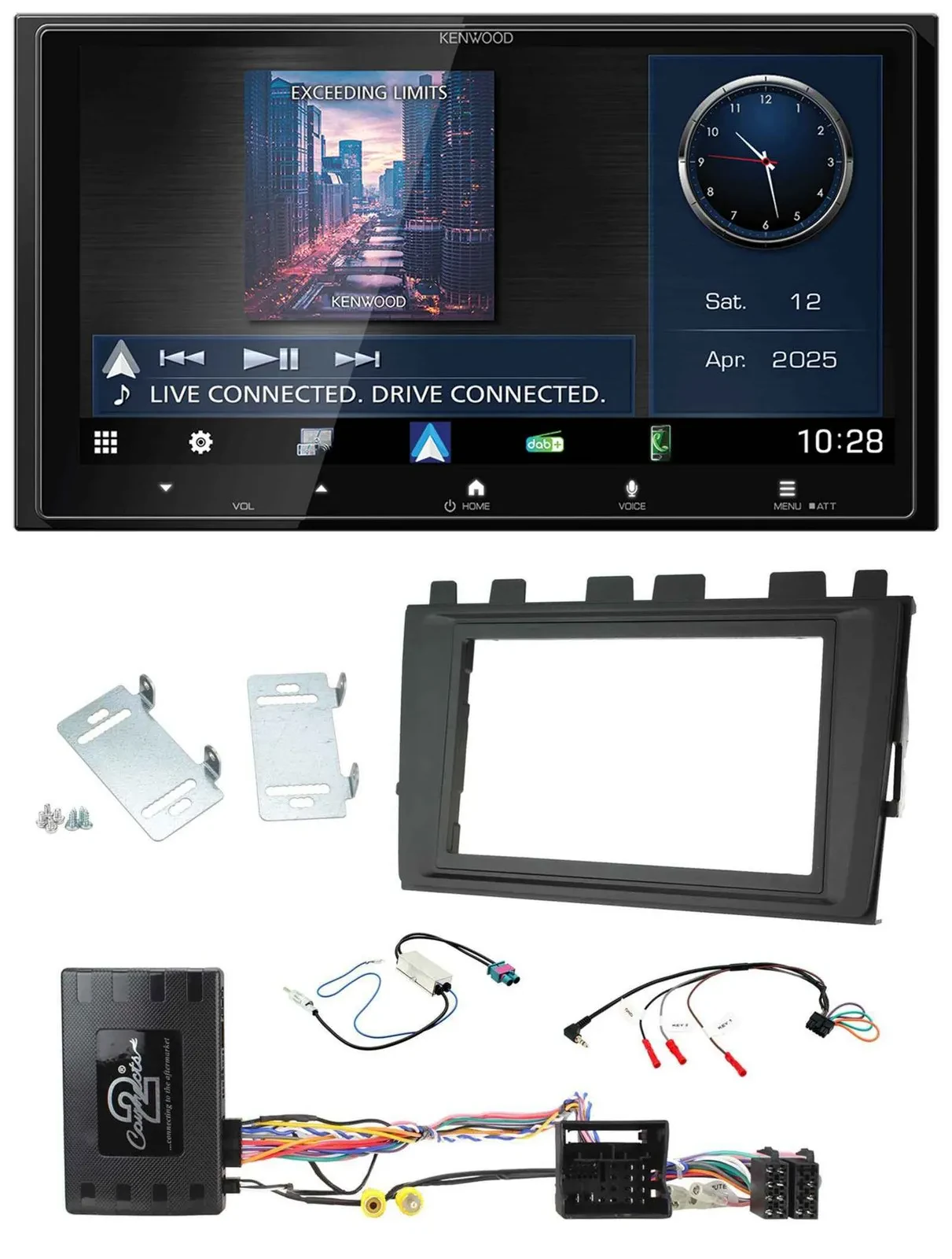 Kenwood Bluetooth 2DIN USB DAB Lenkrad Autoradio für VW Polo ab 2018 MIB II Info
