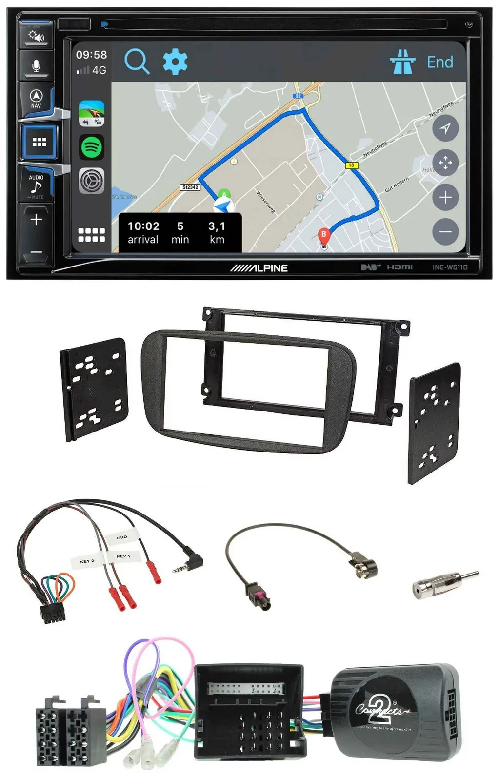 Alpine DAB TMC Bluetooth 2DIN USB Lenkrad Navigation für Ford Focus C-Max Galaxy
