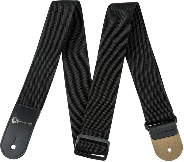 Charvel Logo 2" Poly Adjustable Guitar Strap, Black with Leather Ends