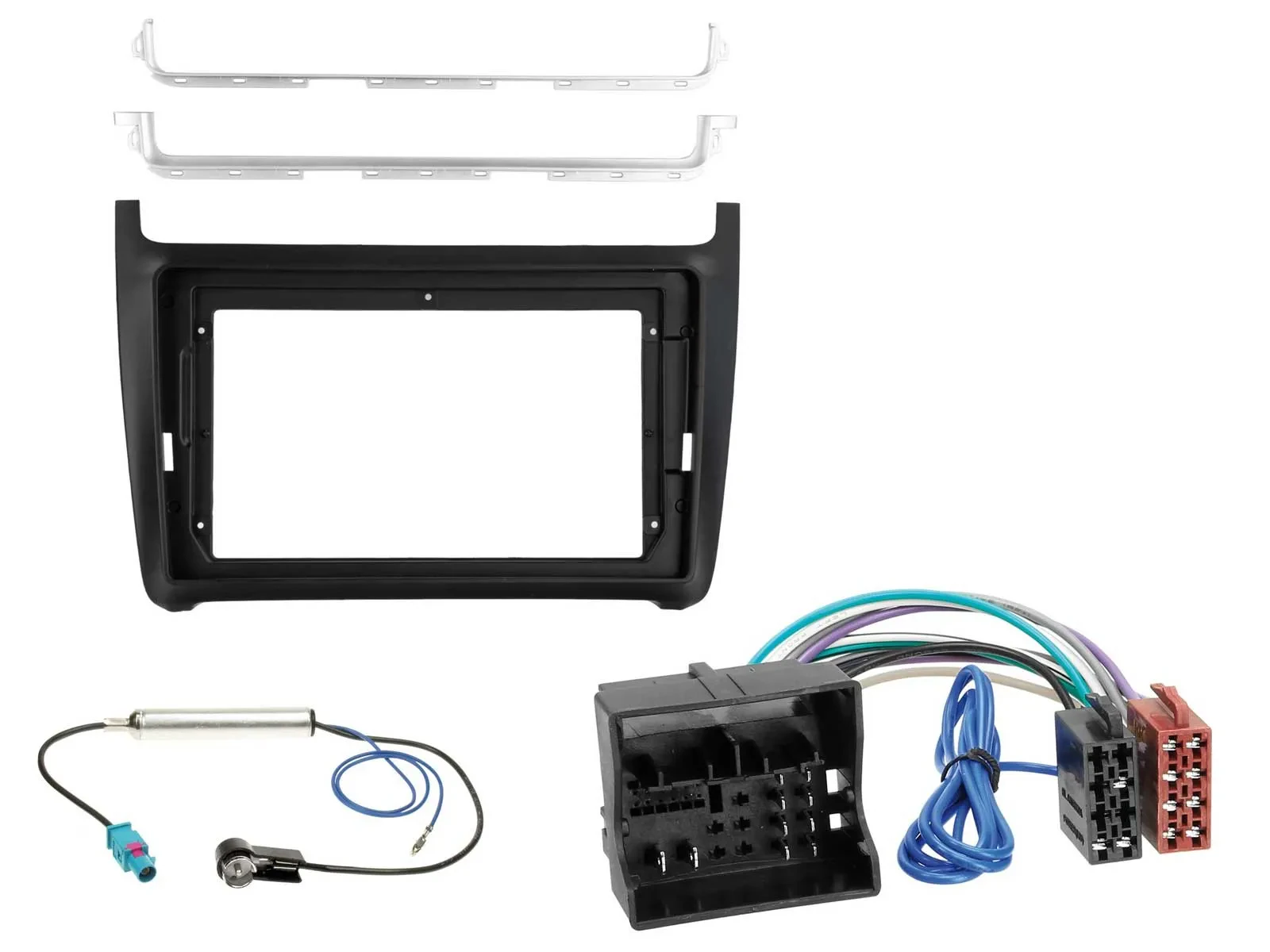 Einbauset Lenkradadapter für 9 Zoll Autoradio für VW Polo V6R 2014-2017 schwarz