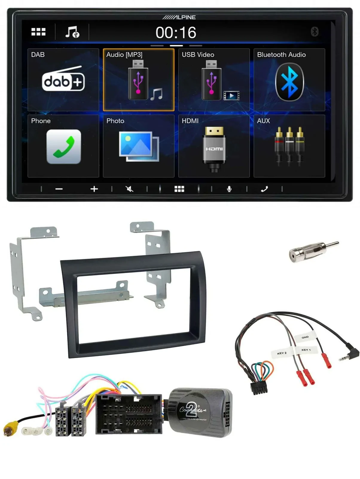 Alpine Bluetooth 2DIN Lenkrad DAB USB Autoradio für Citroen Jumper ab 14 schwarz