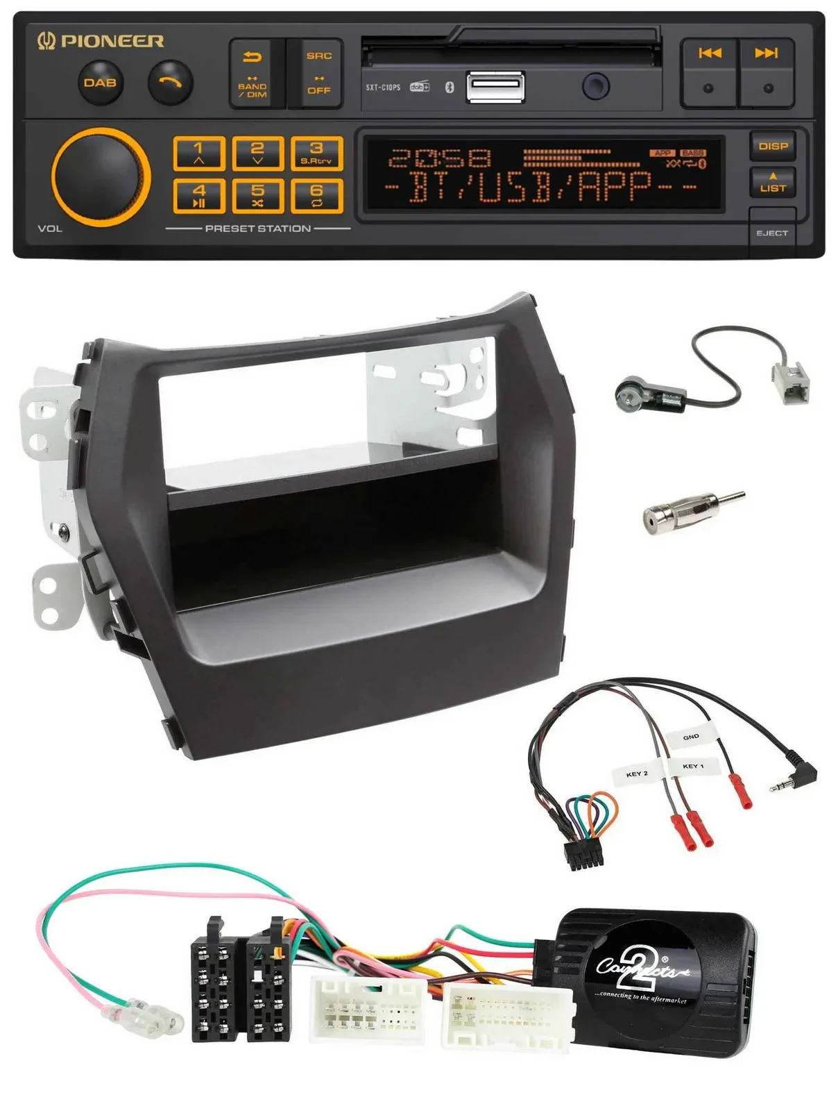 Pioneer DAB Lenkrad USB Bluetooth Autoradio für Hyundai Santa Fe ab 2012 schwarz