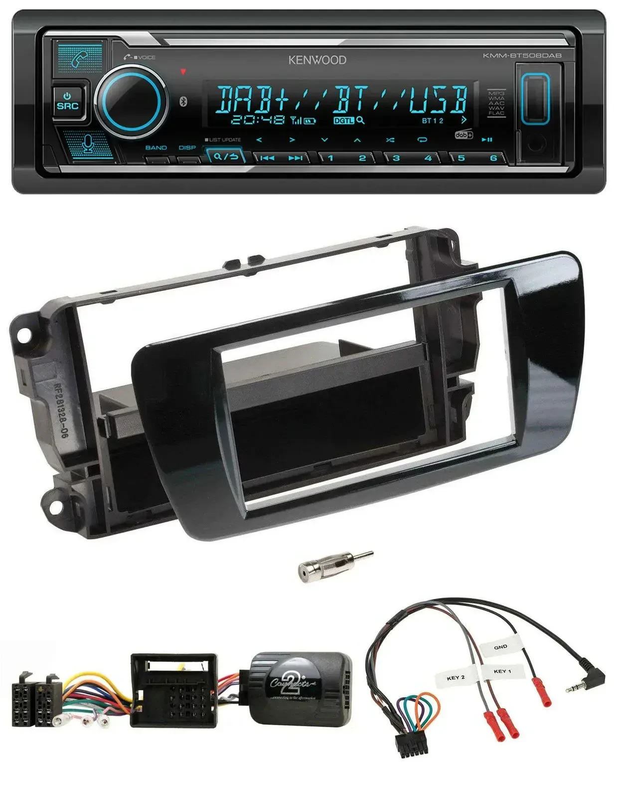 Автомагнитола Kenwood Bluetooth DAB USB для Seat Ibiza, черный (рояльный лак)