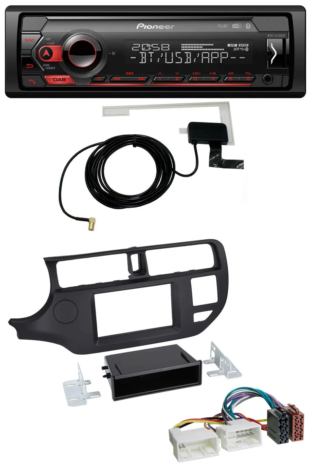 Автомагнитола для Kia Rio (UB 2011–2014) Pioneer DAB, USB, MP3, Bluetooth, чёрная