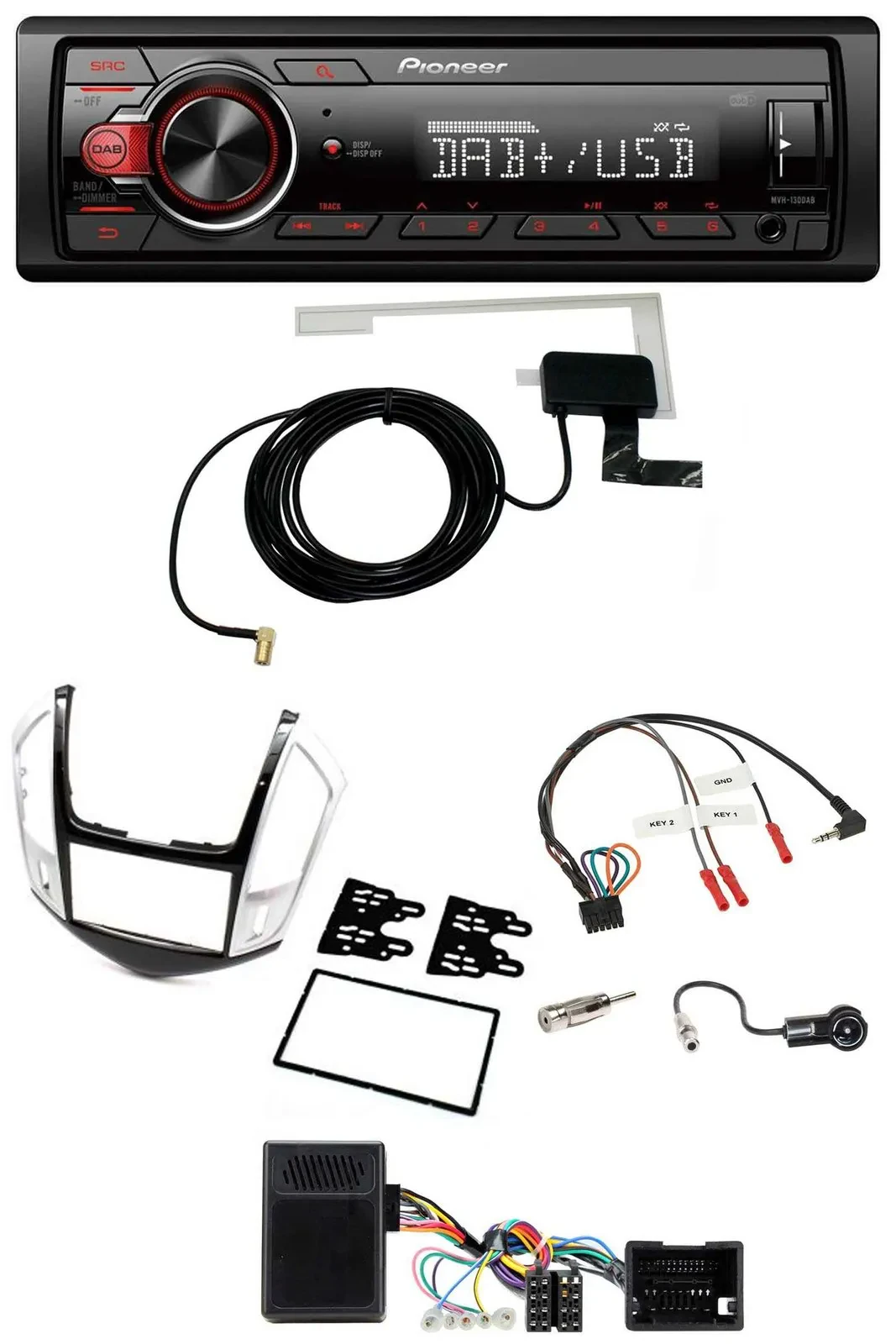 Pioneer 1DIN MP3 DAB USB Lenkrad Autoradio für Chevrolet Cruze 2011-2016 silber