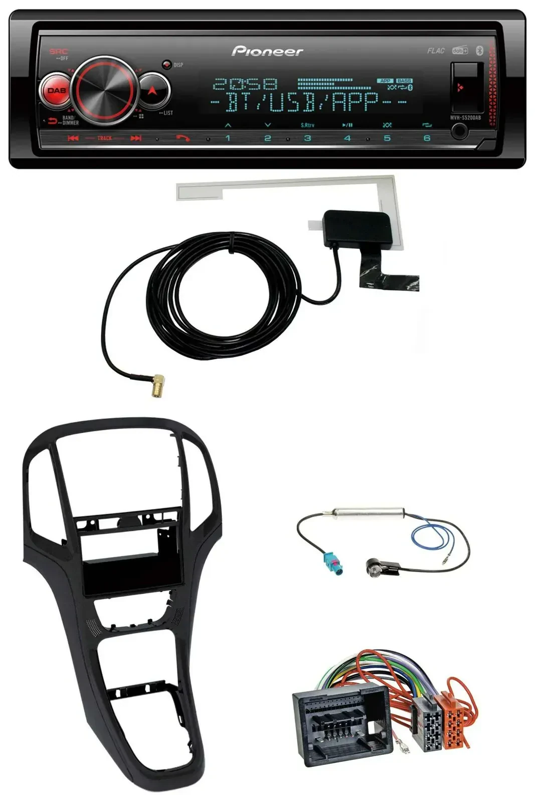 Pioneer Bluetooth DAB USB MP3 Autoradio für Opel Astra J ab 2009 Perl schwarz