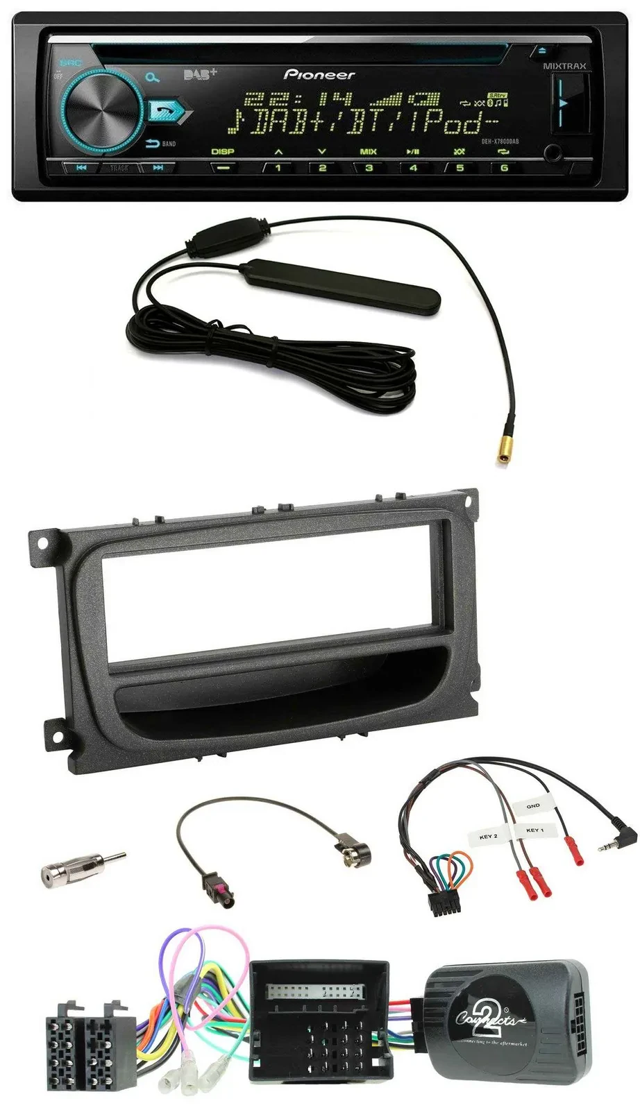 Pioneer CD MP3 Lenkrad DAB USB Autoradio für Ford Mondeo S-Max Can 07-14 schwarz