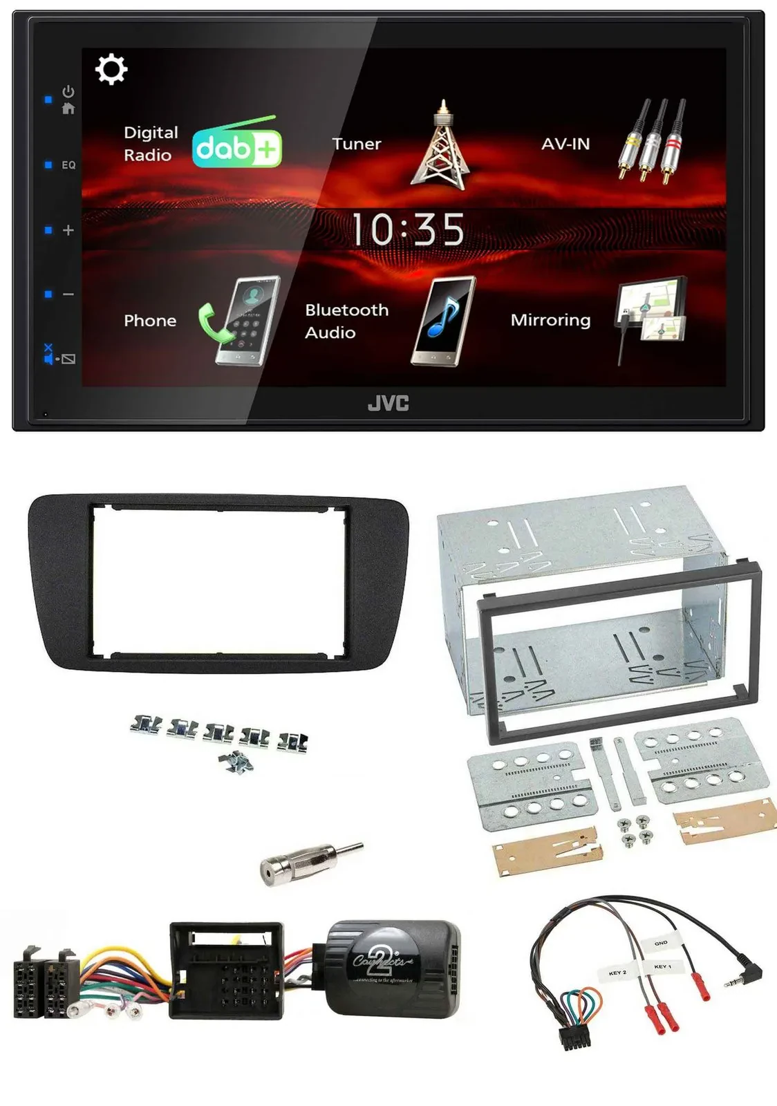 JVC USB Bluetooth Lenkrad DAB 2DIN Autoradio für Seat Ibiza ab 08 nitschwarz