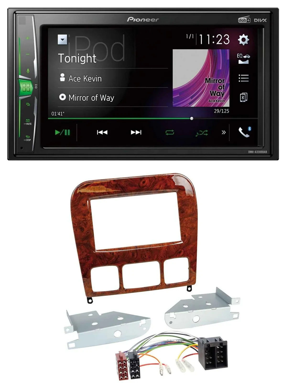 Pioneer 2DIN MP3 DAB USB Bluetooth Autoradio für Mercedes S-Klasse 98-05 Holzopt