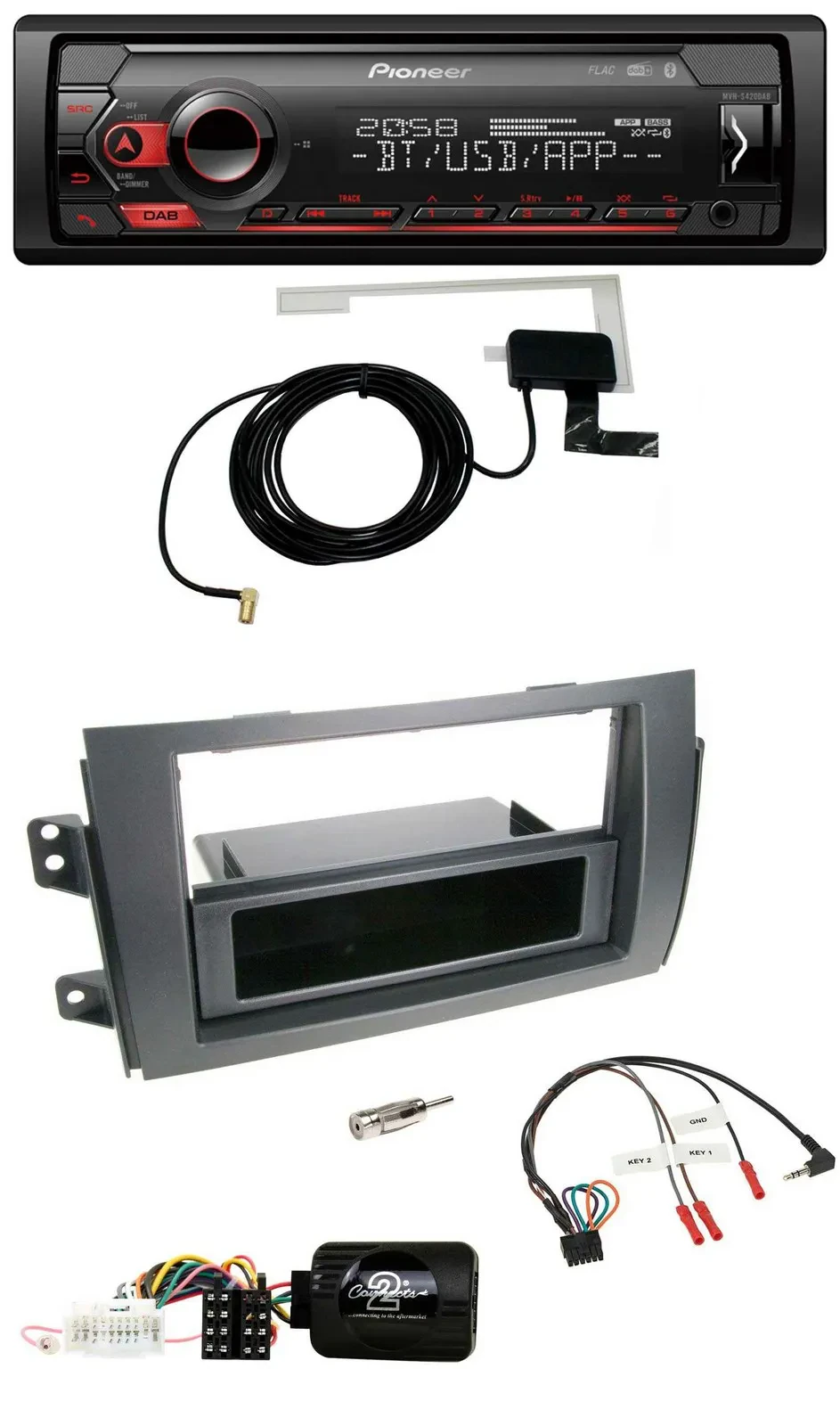 Pioneer DAB USB Lenkrad Bluetooth Autoradio für Fiat Sedici Suzuki SX4