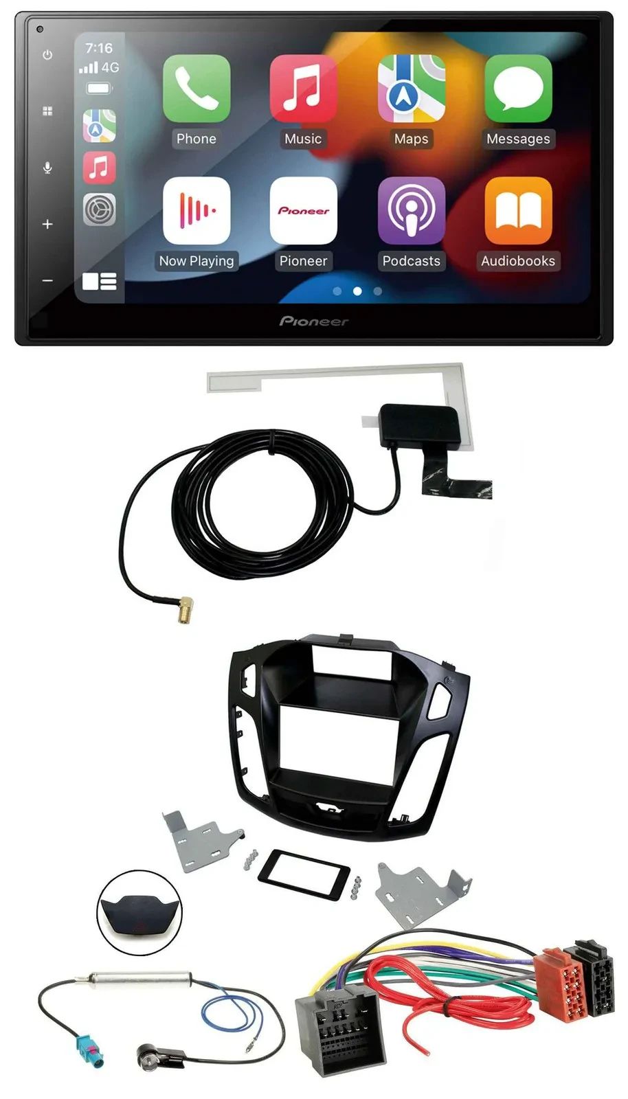 Автомагнитола для Ford Focus (с 2018) Pioneer 2-DIN, MP3, USB, Bluetooth, DAB, черный