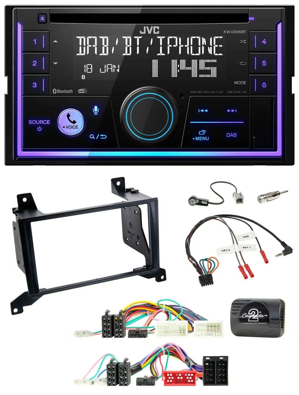 JVC Lenkrad USB 2DIN DAB Bluetooth CD Autoradio für Hyundai Santa Fe CM 2009-201