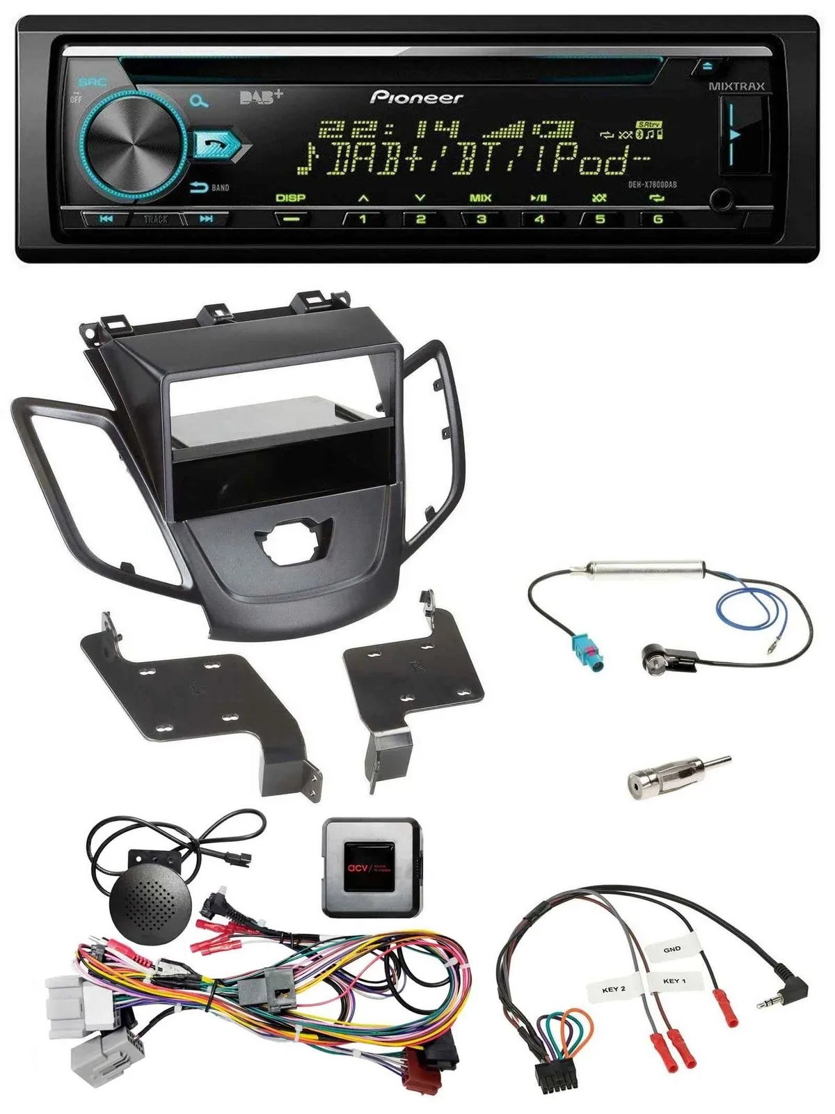 Pioneer DAB Lenkrad CD USB Bluetooth Autoradio für Ford Fiesta 10-13 ohne Displa