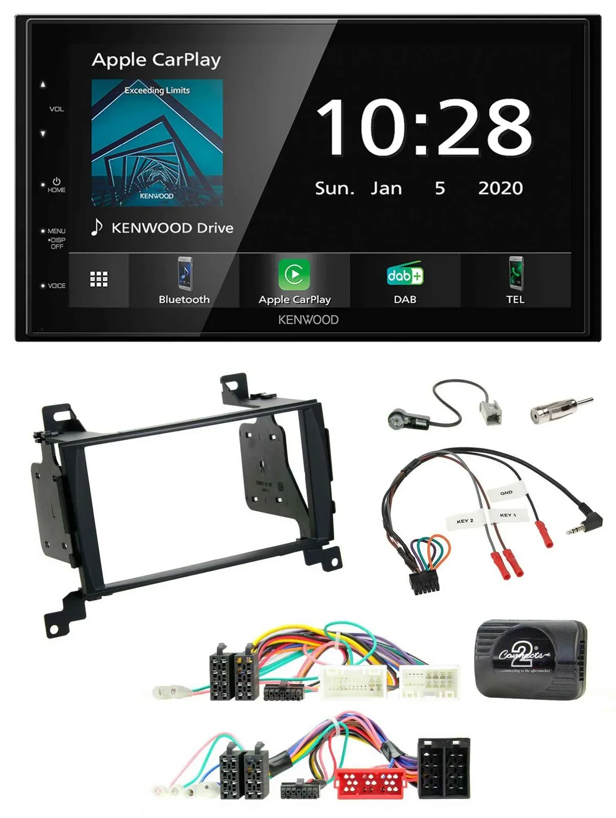 Автомагнитола для Hyundai Santa Fe 2010–2012 Kenwood 2-DIN, Bluetooth, DAB, USB, поддержка кнопок на руле