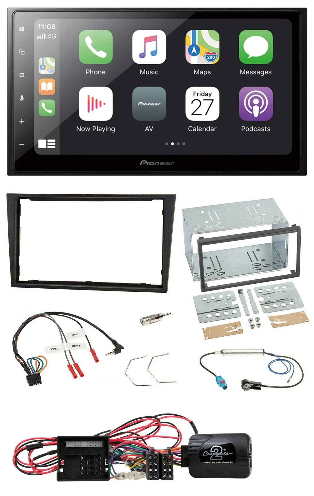 Pioneer Lenkrad Bluetooth DAB 2DIN USB Autoradio für Opel Corsa D stealth schwar