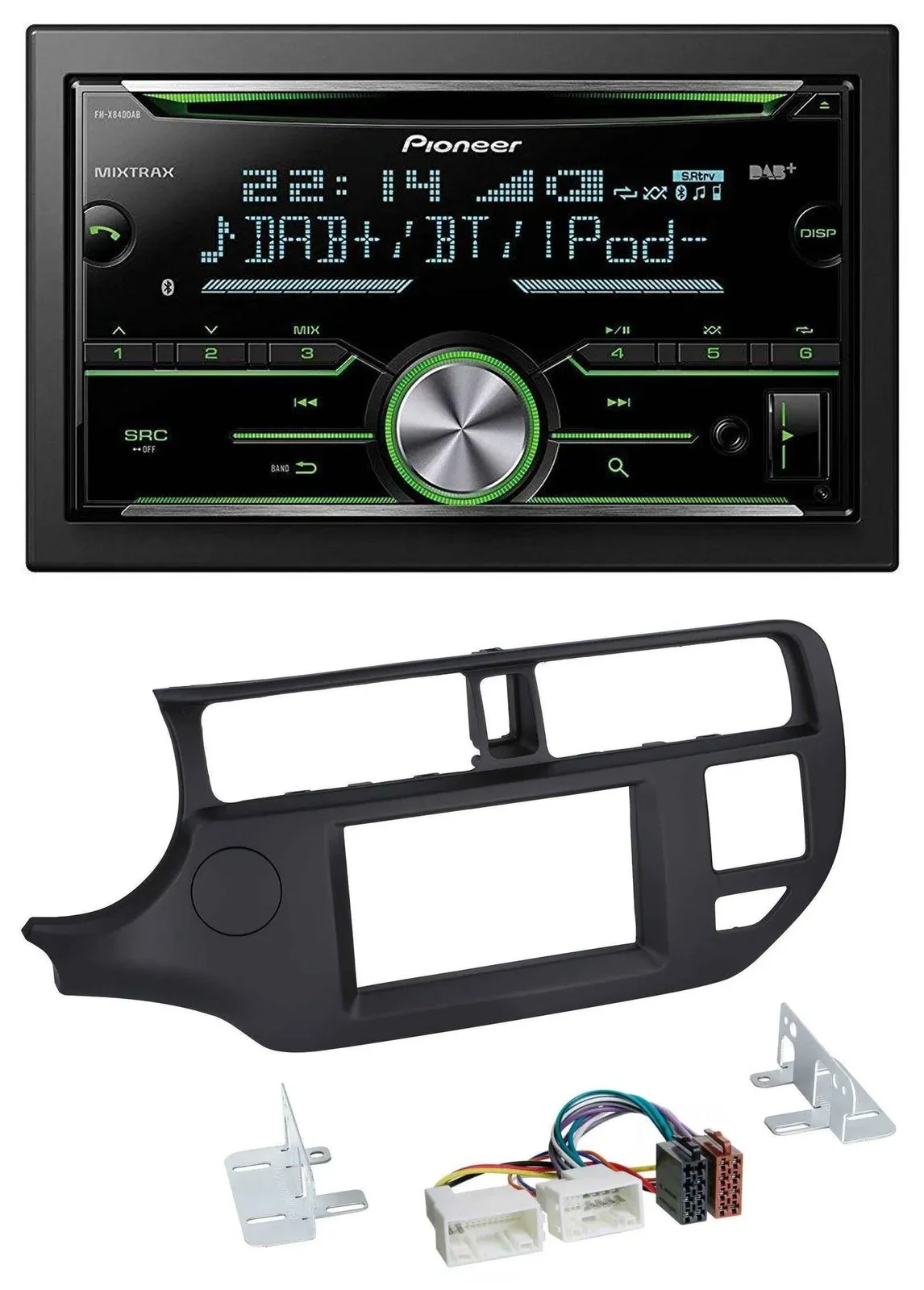 Pioneer Bluetooth MP3 DAB 2DIN USB CD Autoradio für Kia Rio 11-14 UB schwarz