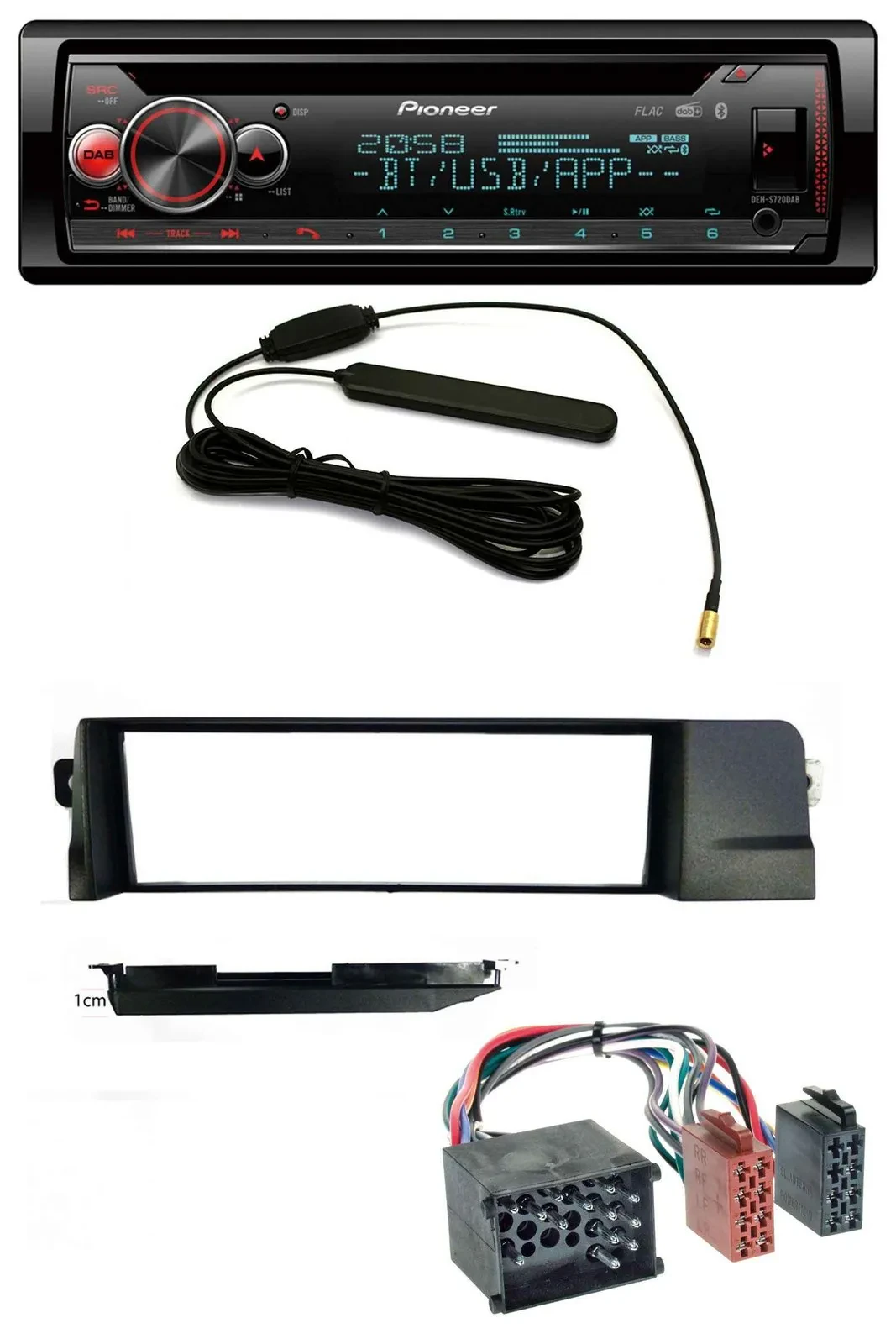 Автомагнитола для BMW 3 E46 Pioneer USB, DAB, MP3, Bluetooth, CD (Rundpin)