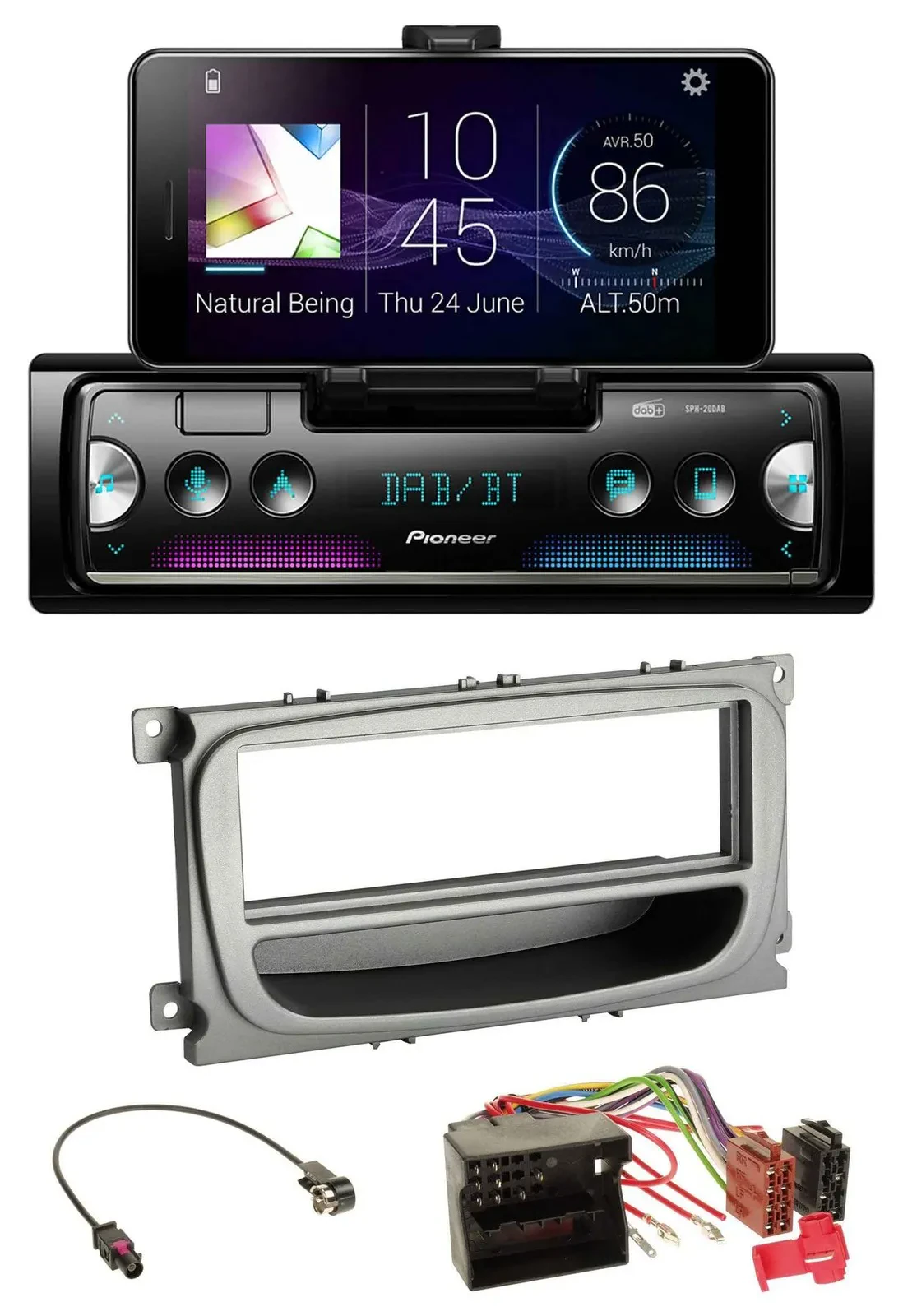 Автомагнитола для Ford Mondeo/S-Max 2007–2014 Pioneer USB, MP3, Bluetooth, DAB, серебристая