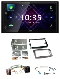 Автомагнитола JVC 2DIN DAB, MP3, Bluetooth, USB для Alfa Romeo MiTo (2008–2014) серебристая