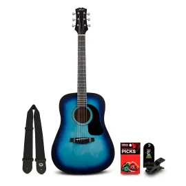 Mitchell Launch D75S Starter Dreadnought Acoustic Guitar w/Accessories Blue Brst