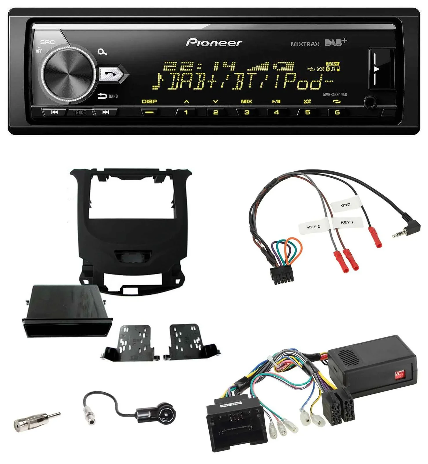 Автомагнитола для Chevrolet Cruze (с 2016) Pioneer Bluetooth, USB, DAB, поддержка управления на руле, цвет черный (piano black)