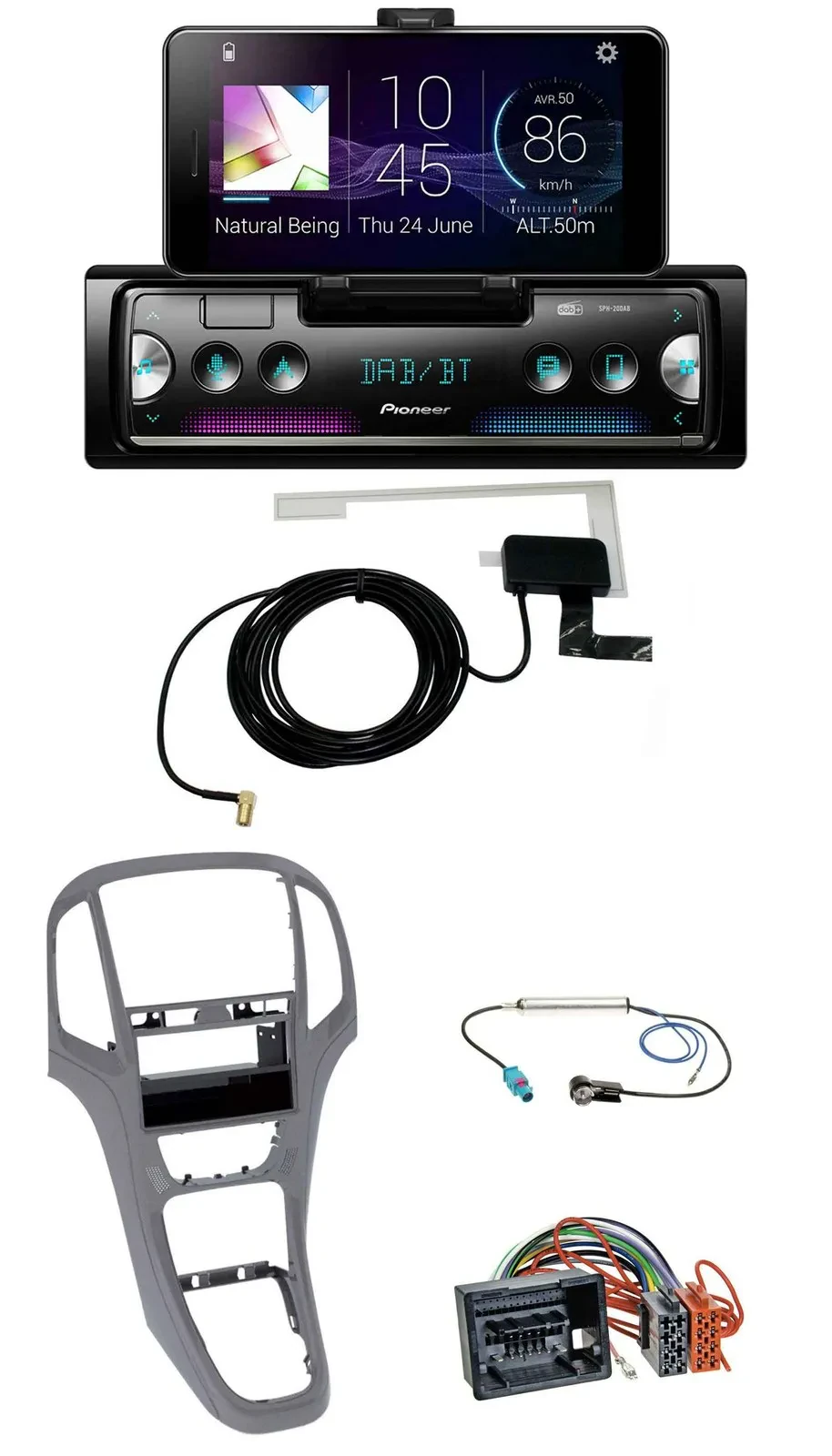 Автомагнитола для Opel Astra J (с 2009) Pioneer DAB, Bluetooth, MP3, USB, титановый серый