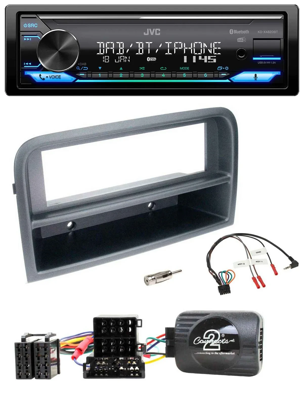 JVC Bluetooth DAB USB Lenkrad Autoradio für Fiat Croma 2005-2010