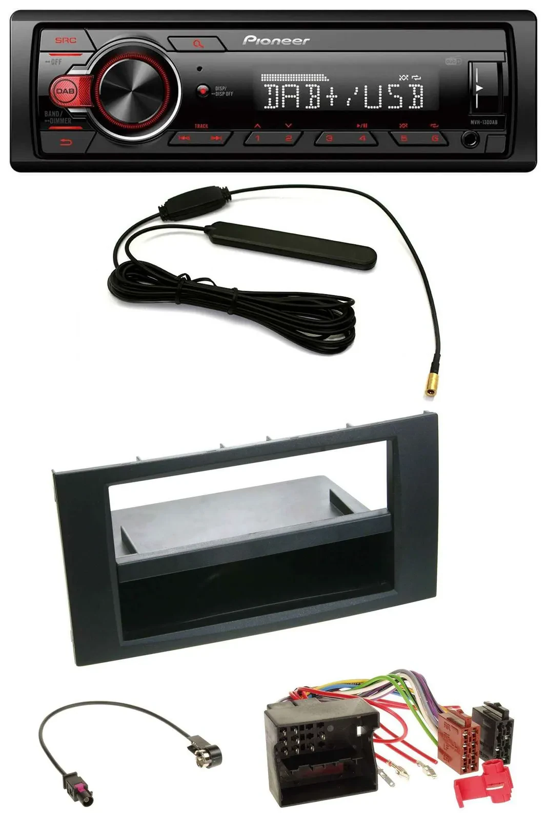 Автомагнитола Pioneer 1DIN DAB MP3 USB AUX для Ford Focus/C-Max/S-Max/Galaxy (2003–2007)