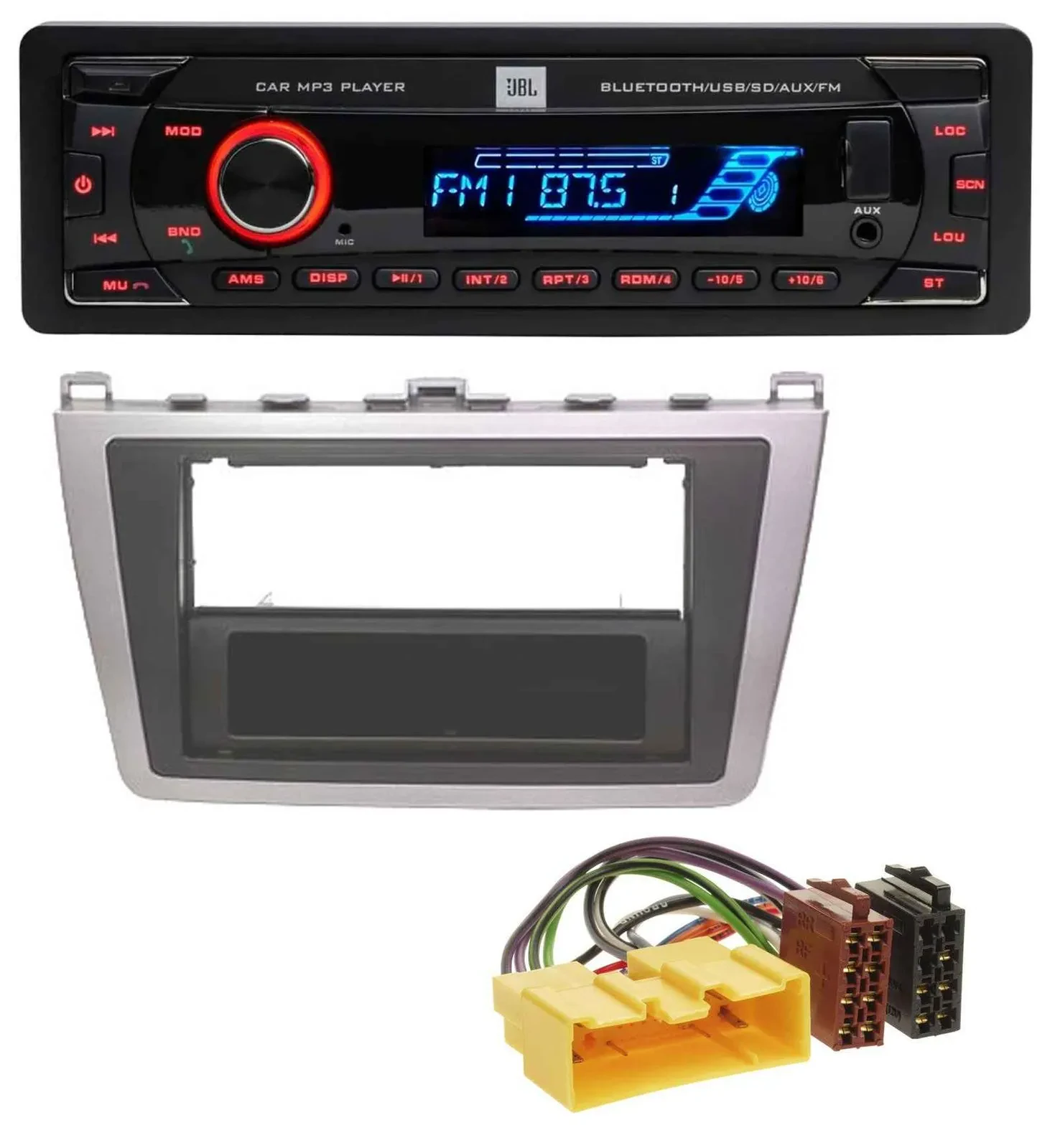 JBL AUX MP3 USB Bluetooth SD Autoradio für Mazda 6 (08-12) silber schwarz