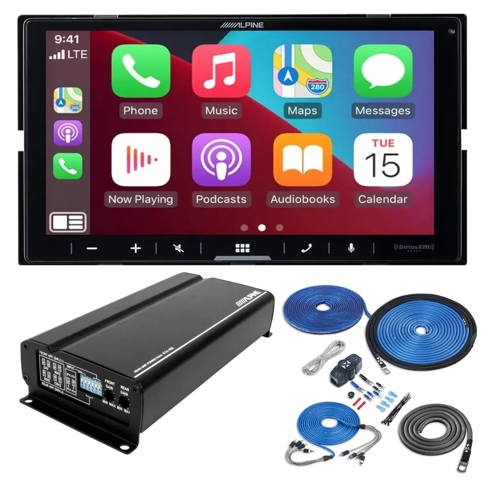 Alpine iLX-W670-M Receiver + 4-Channel Amplifier + Amplifier Wiring Kit