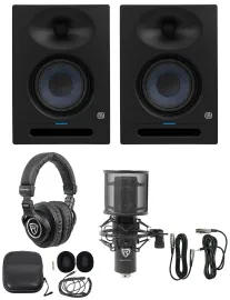 (2) Presonus Eris Studio 8 Powered Active 8" Studio Monitors + Mic + Headphones