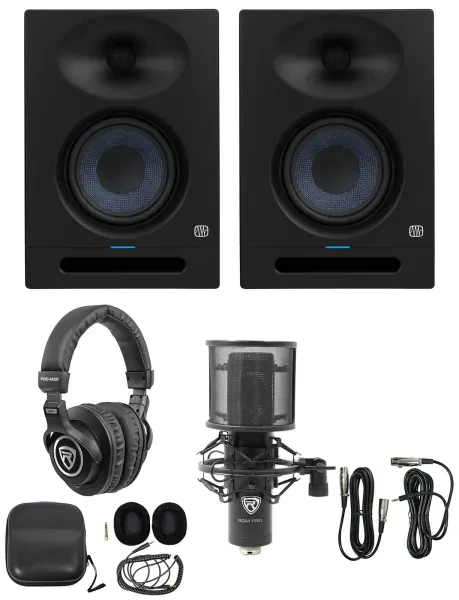 (2) Presonus Eris Studio 8 Powered Active 8" Studio Monitors + Mic + Headphones