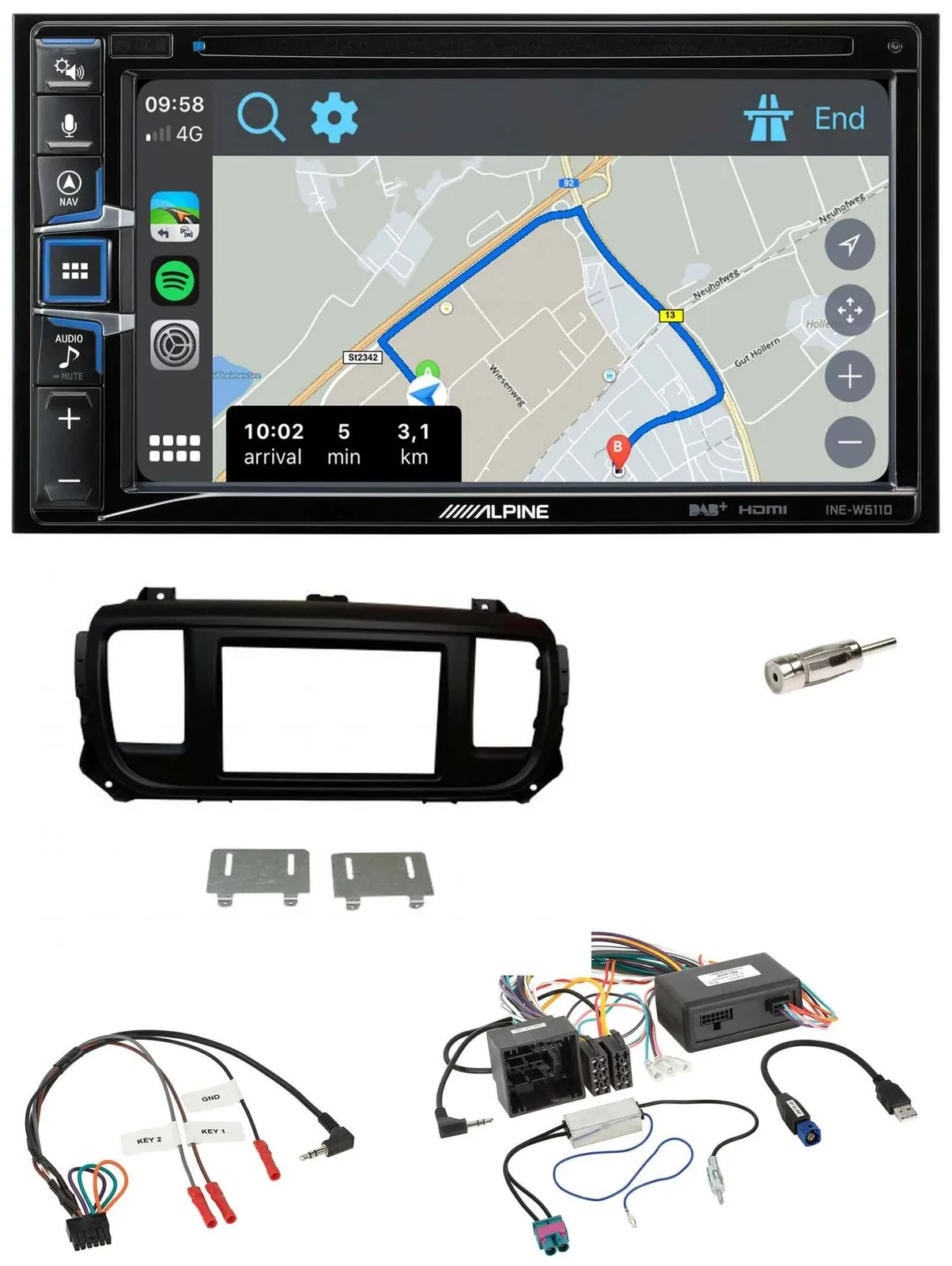 Автомагнитола Alpine 2DIN DAB TMC Bluetooth USB для Citroen Jumpy SpaceTourer
