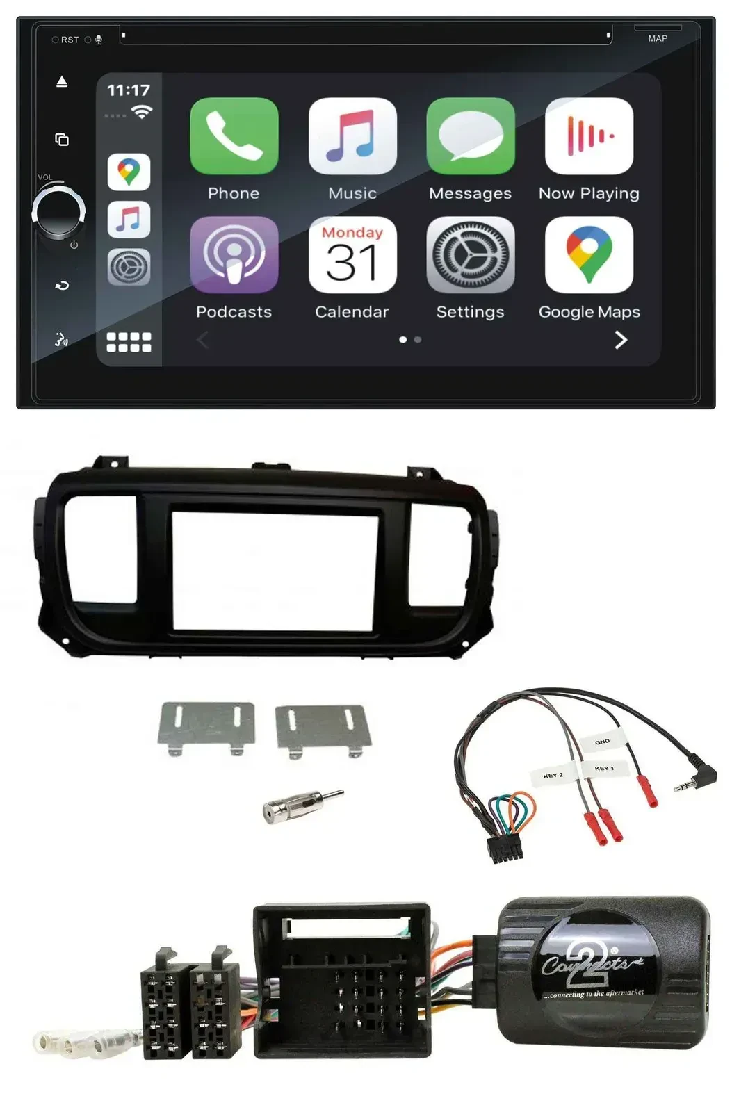 Blaupunkt USB DAB Bluetooth 2DIN TMC Lenkrad Navigation für Toyota Proace Citroe