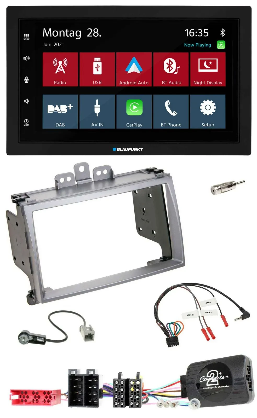Blaupunkt Lenkrad Bluetooth DAB 2DIN USB Autoradio für Hyundai i20 2009-2012 sil