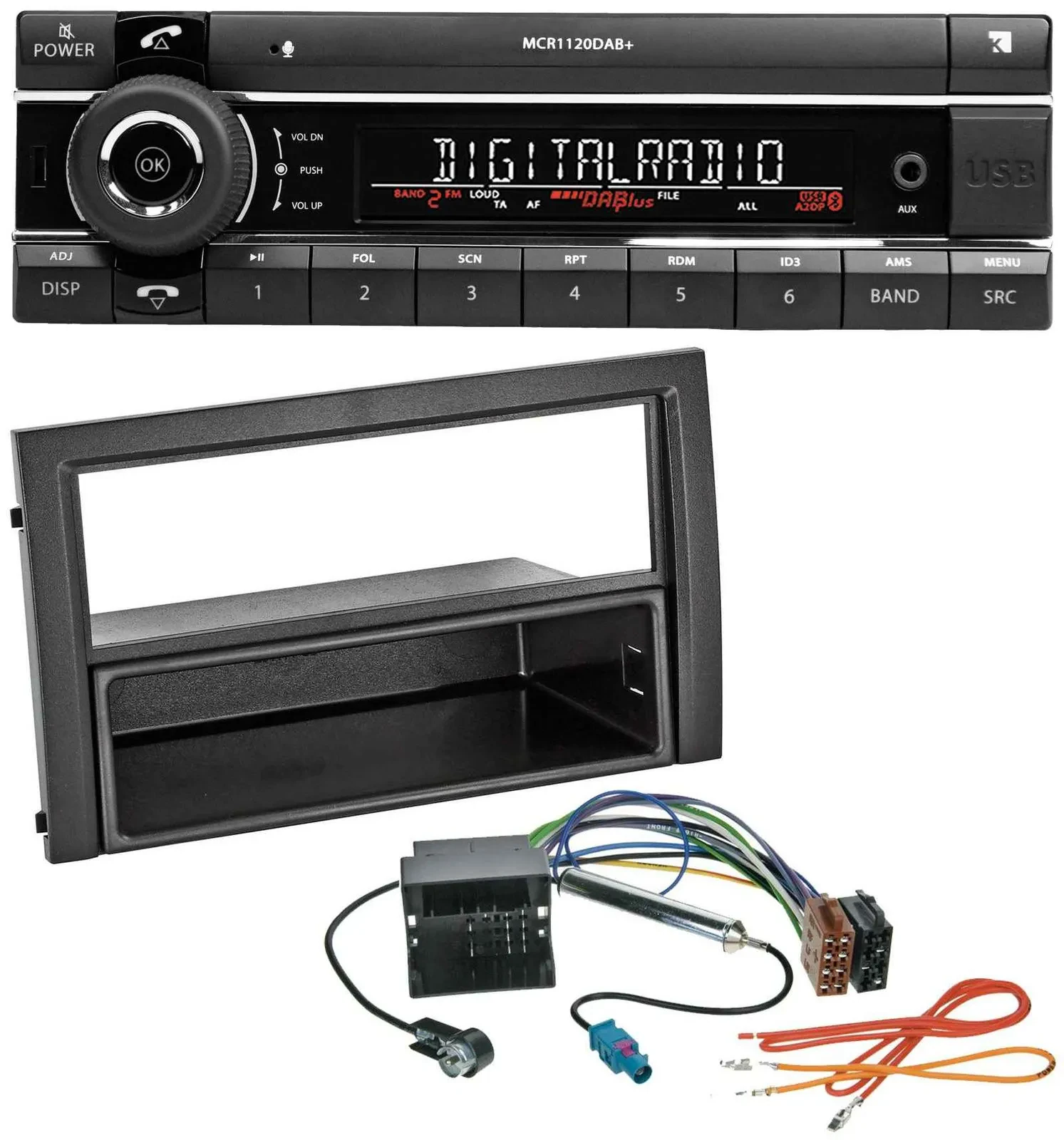 Автомагнитола для Skoda Fabia 6Y Facelift 2004–2007 Kienzle Bluetooth, MP3, USB, DAB